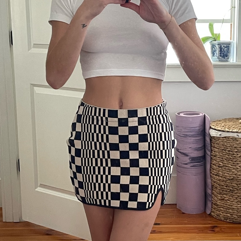 Urban outfitters checkered knit mini skirt